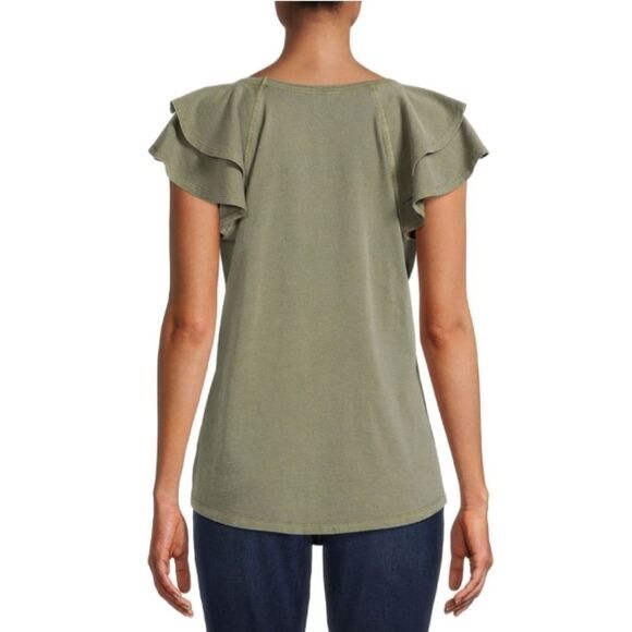 WOMEN'S FLUTTER SLEEVE T-Shirt Top Shirt Blouse Size XXL - Picture 5 of 5